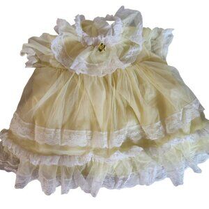BBR Baby Dress Yellow Lace Trim Ruffles Frilly Occasion Special Event Size 12-24